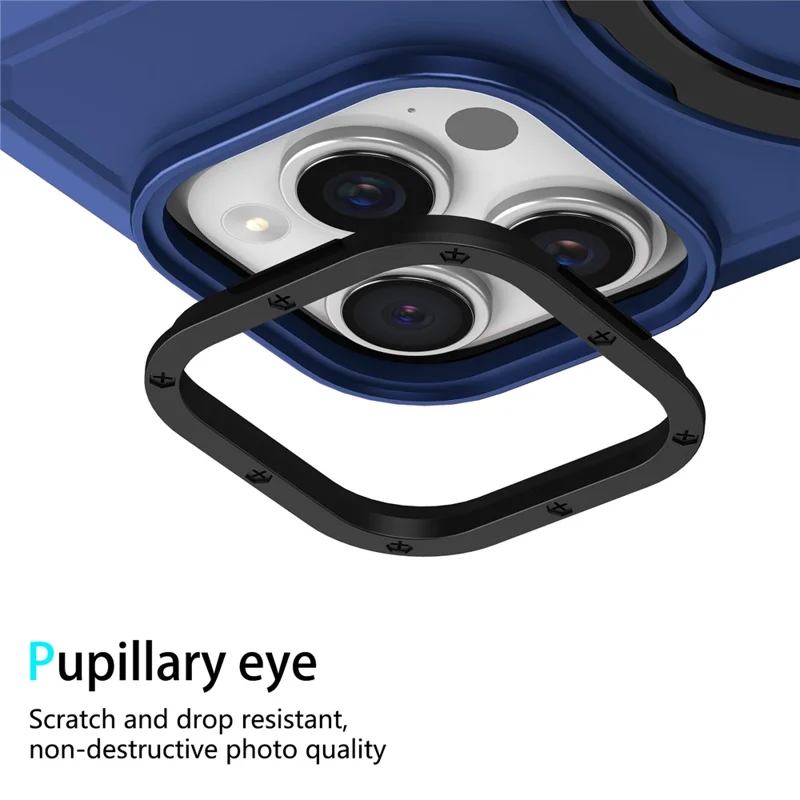 For iPhone 15 Pro Max Ring Kickstand Case TPU + PC Magnetic Phone Cover - Sapphire