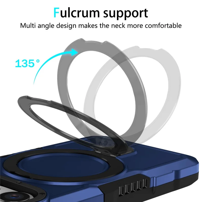 For iPhone 15 Pro Max Ring Kickstand Case TPU + PC Magnetic Phone Cover - Sapphire