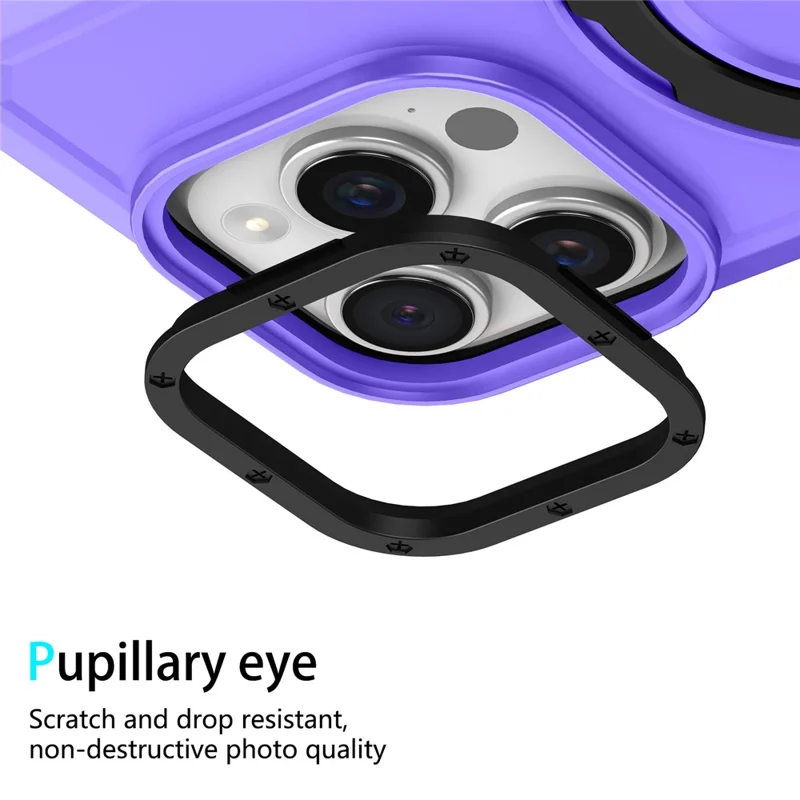 For iPhone 15 Pro Max Ring Kickstand Case TPU + PC Magnetic Phone Cover - Purple