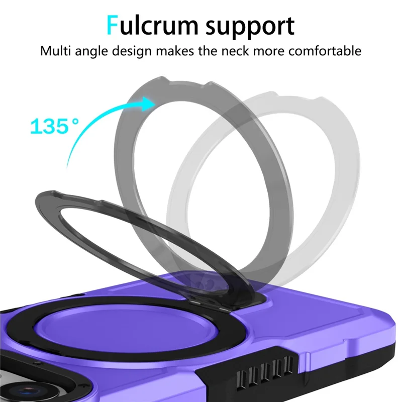 For iPhone 15 Pro Max Ring Kickstand Case TPU + PC Magnetic Phone Cover - Purple