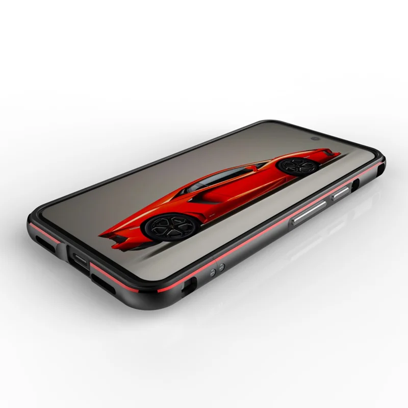 For Google Pixel 8 Case Shock Absorbent Metal Frame Bumper Cover - Black+Red