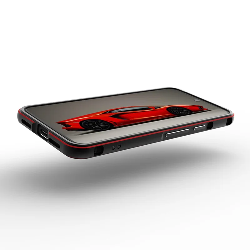 For Google Pixel 8 Case Shock Absorbent Metal Frame Bumper Cover - Black+Red