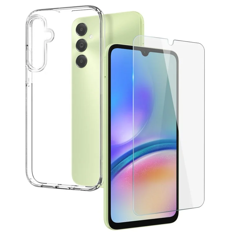 NORTHJO For Samsung Galaxy A05s 4G Case TPU Clear Phone Cover with Tempered Glass Film - Transparent