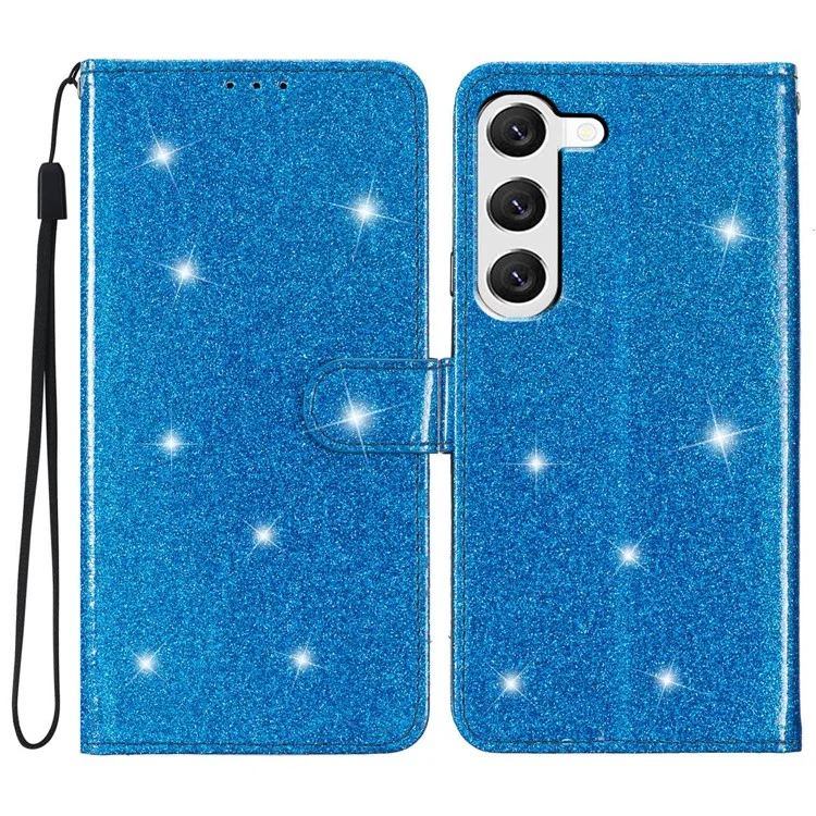 Per Samsung Galaxy S24+ Custodia Glittery Cover Telefonica con Supporto Portafoglio - Blu