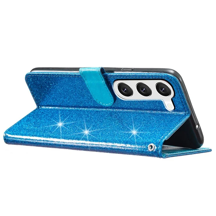 Per Samsung Galaxy S24+ Custodia Glittery Cover Telefonica con Supporto Portafoglio - Blu