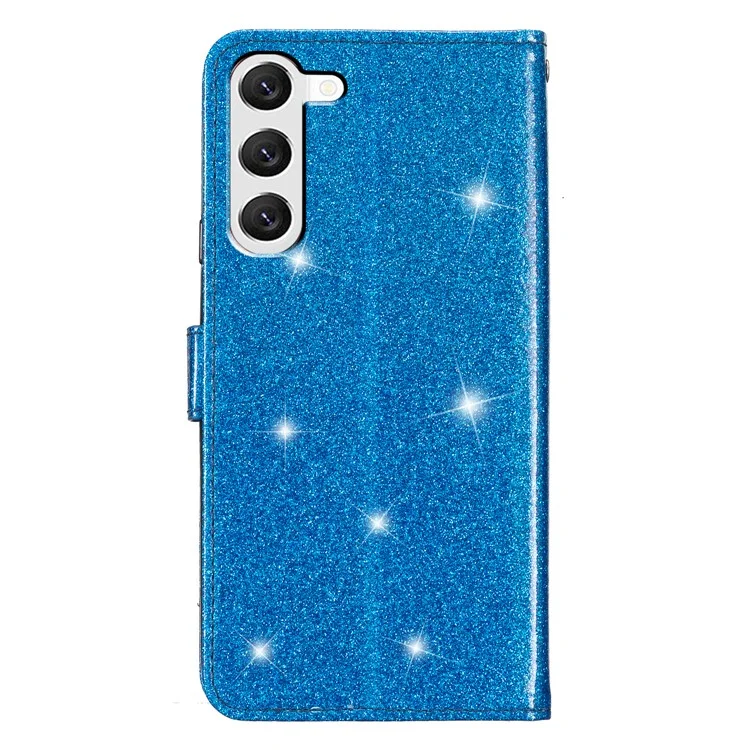 Per Samsung Galaxy S24+ Custodia Glittery Cover Telefonica con Supporto Portafoglio - Blu