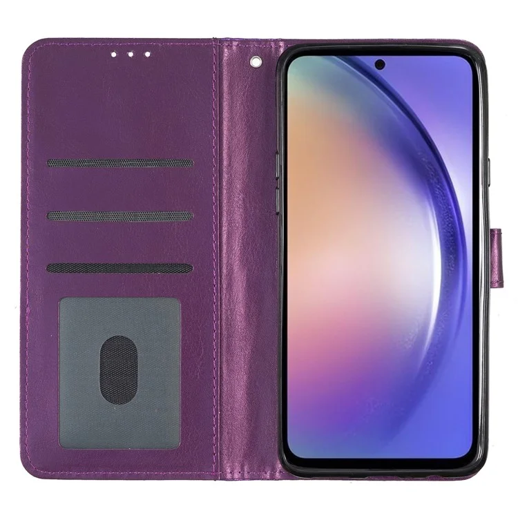 For Samsung Galaxy S24+ Case Glittery Phone Cover with Wallet Stand - Purple