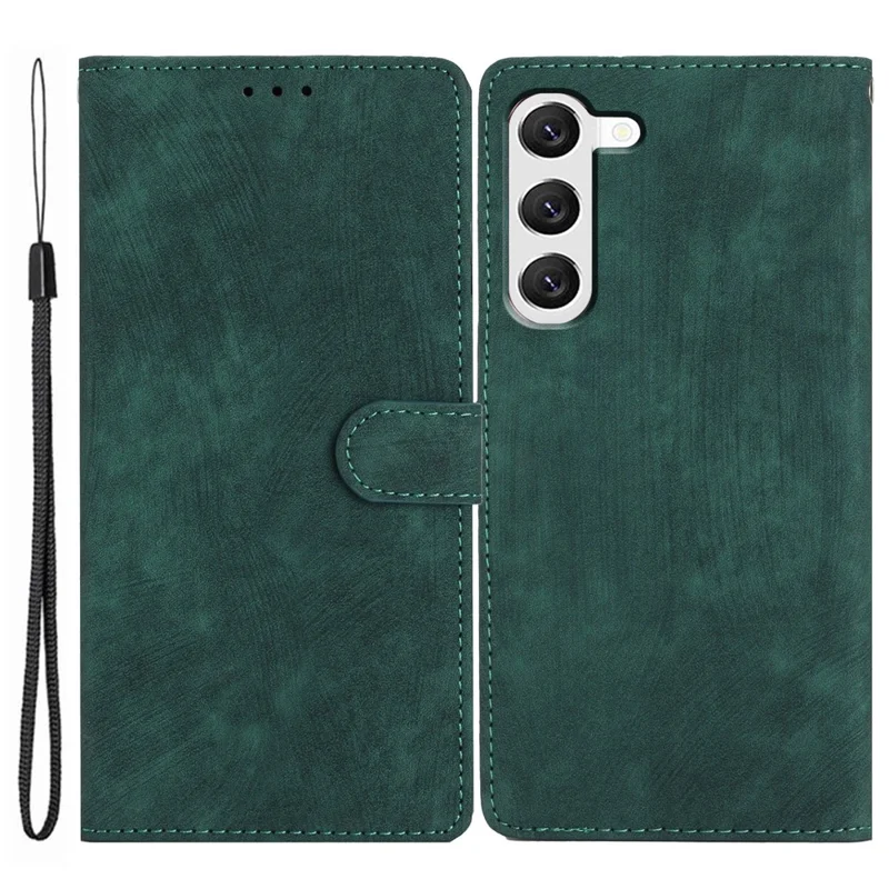 For Samsung Galaxy S24+ Case Solid Color Leather Stand Phone Cover - Green