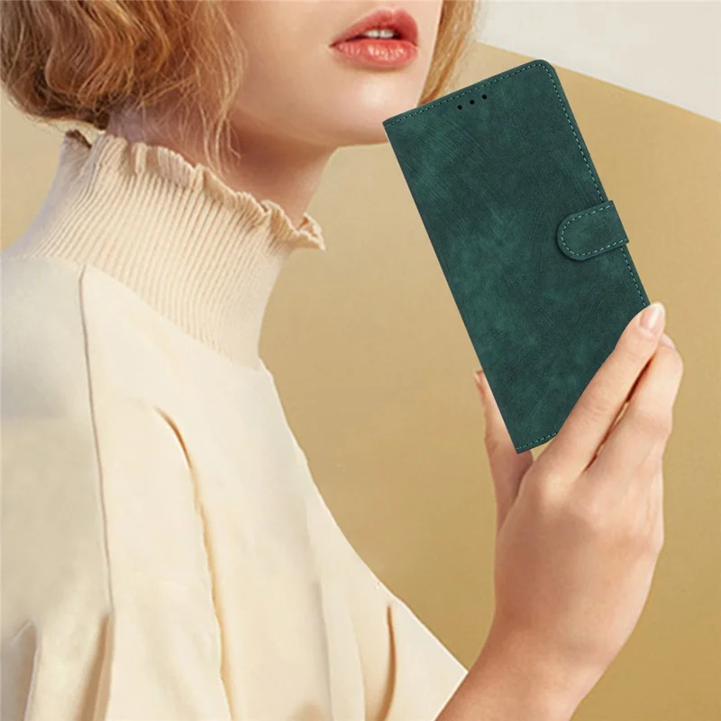 For Samsung Galaxy S24+ Case Solid Color Leather Stand Phone Cover - Green