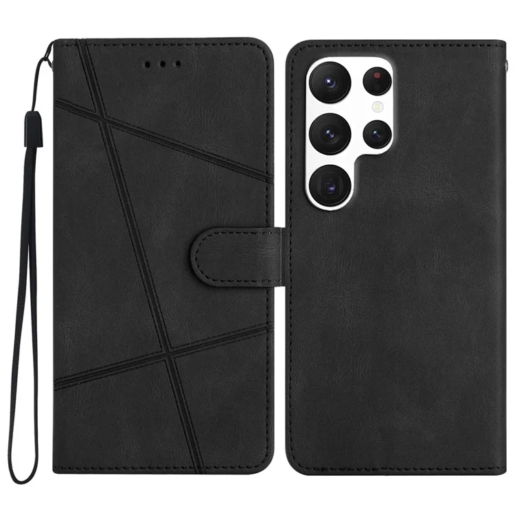 For Samsung Galaxy S24 Ultra Case Crazy Horse Texture Phone Wallet Cover - Black