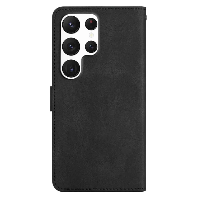 For Samsung Galaxy S24 Ultra Case Crazy Horse Texture Phone Wallet Cover - Black