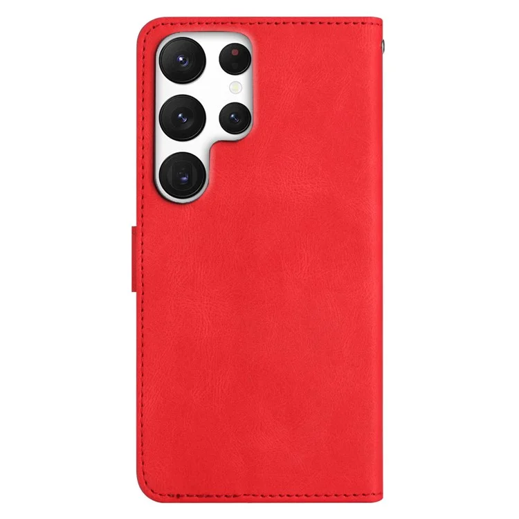 For Samsung Galaxy S24 Ultra Case Crazy Horse Texture Phone Wallet Cover - Red