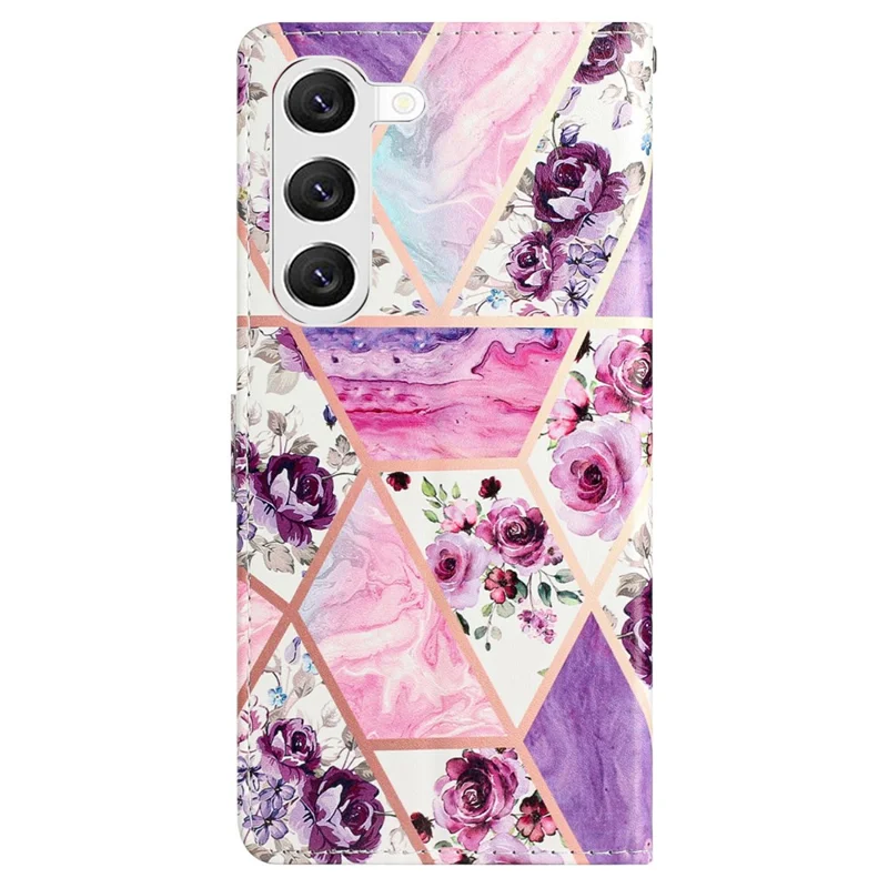 For Samsung Galaxy S24 Case Pattern Printing PU Leather Stand Phone Cover - Purple Flowers