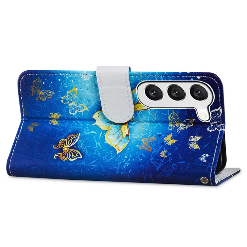 For Samsung Galaxy S24+ Case Pattern Printing PU Leather Wallet Phone Cover - Golden Butterfly
