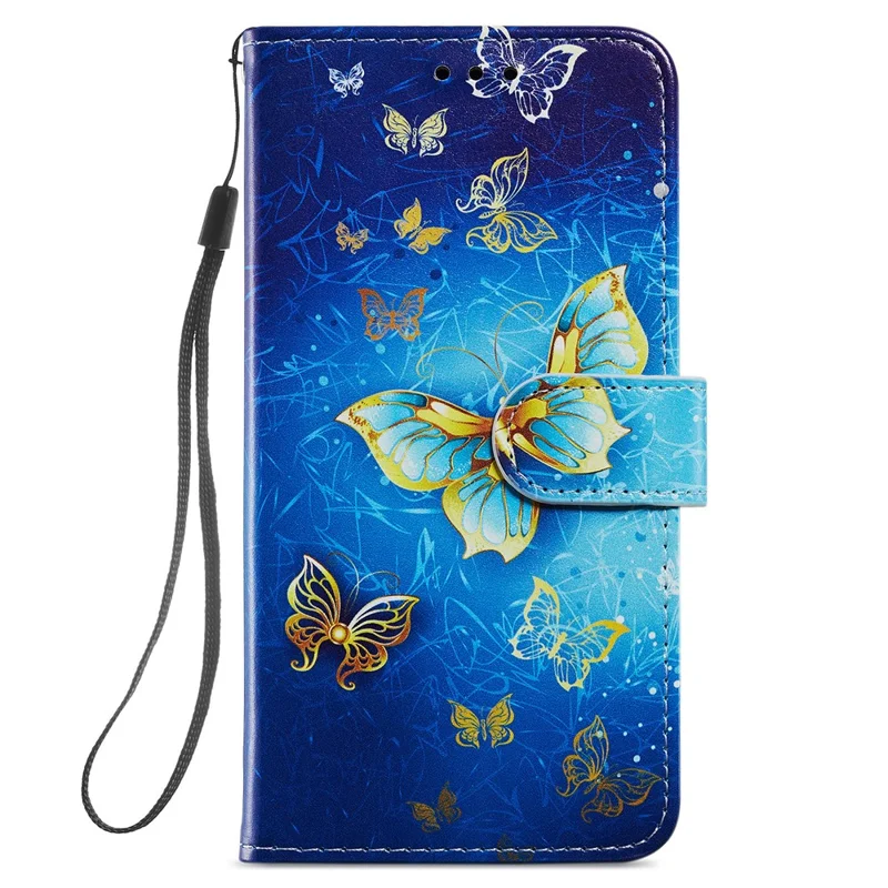 For Samsung Galaxy S24+ Case Pattern Printing PU Leather Wallet Phone Cover - Golden Butterfly