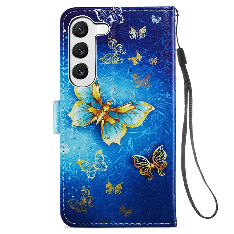 For Samsung Galaxy S24+ Case Pattern Printing PU Leather Wallet Phone Cover - Golden Butterfly