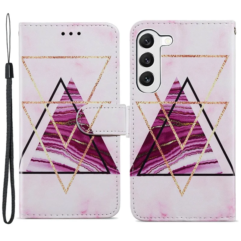 For Samsung Galaxy S24+ Case Mønstertrykt PU Læder Wallet Telefonbeskyttelse - Trefarvet Marmor