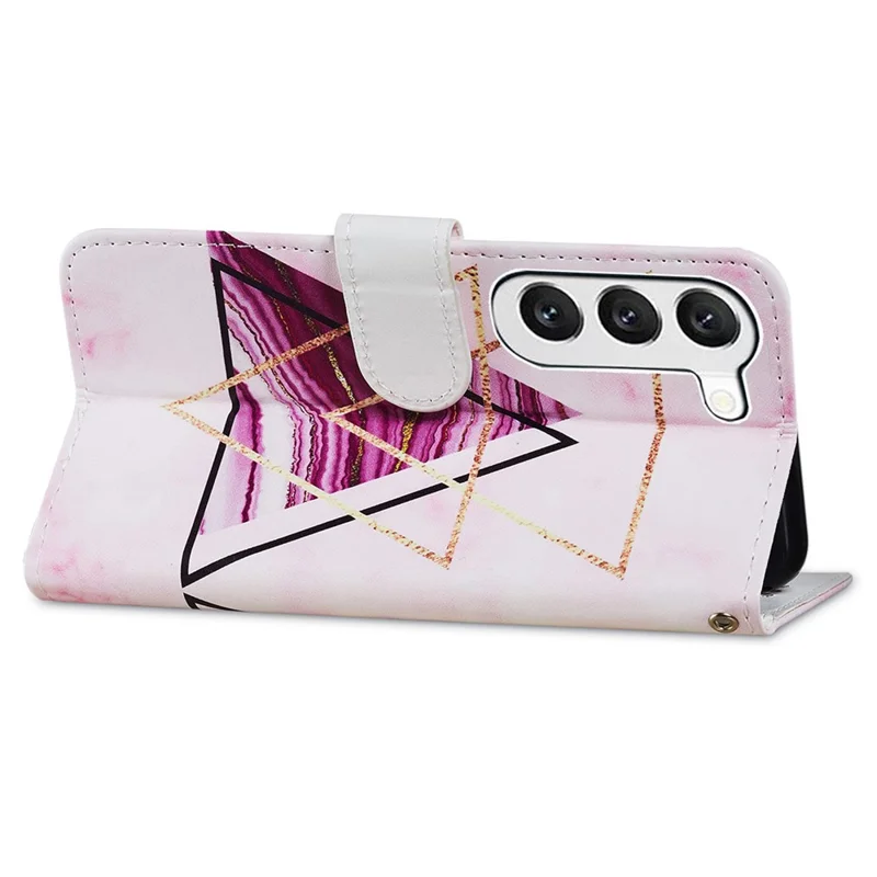 For Samsung Galaxy S24+ Case Mønstertrykt PU Læder Wallet Telefonbeskyttelse - Trefarvet Marmor