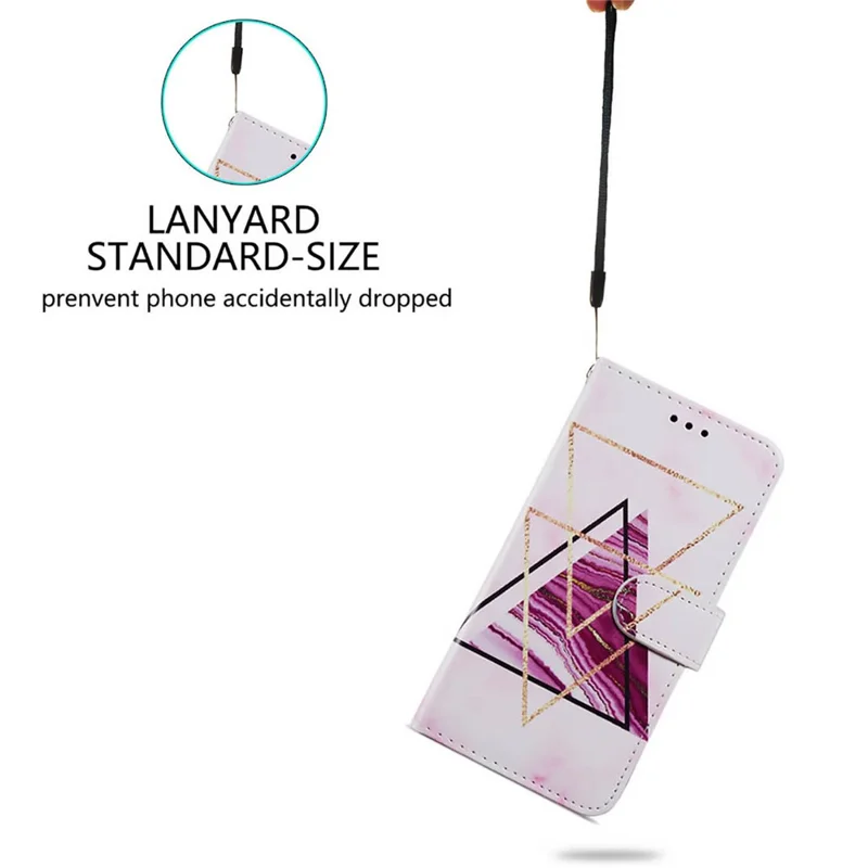 For Samsung Galaxy S24+ Case Mønstertrykt PU Læder Wallet Telefonbeskyttelse - Trefarvet Marmor