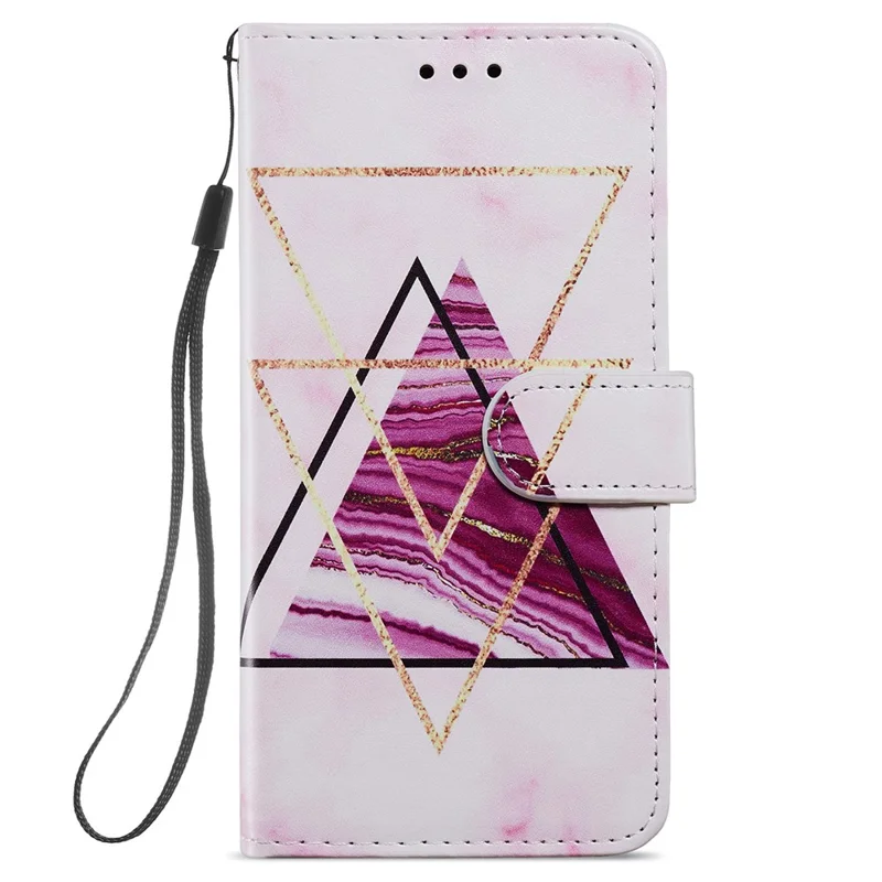 For Samsung Galaxy S24+ Case Mønstertrykt PU Læder Wallet Telefonbeskyttelse - Trefarvet Marmor