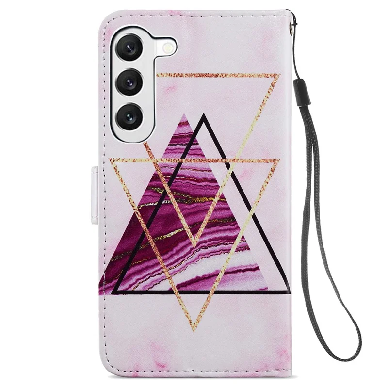 For Samsung Galaxy S24+ Case Mønstertrykt PU Læder Wallet Telefonbeskyttelse - Trefarvet Marmor