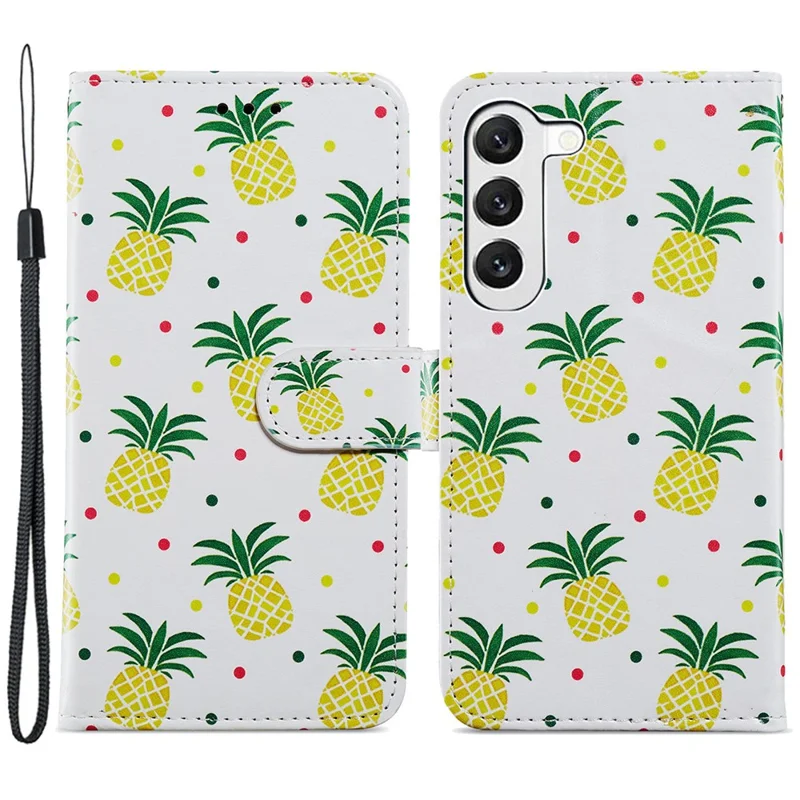 For Samsung Galaxy S24+ Case Pattern Printing PU Leather Wallet Phone Cover - Pineapple
