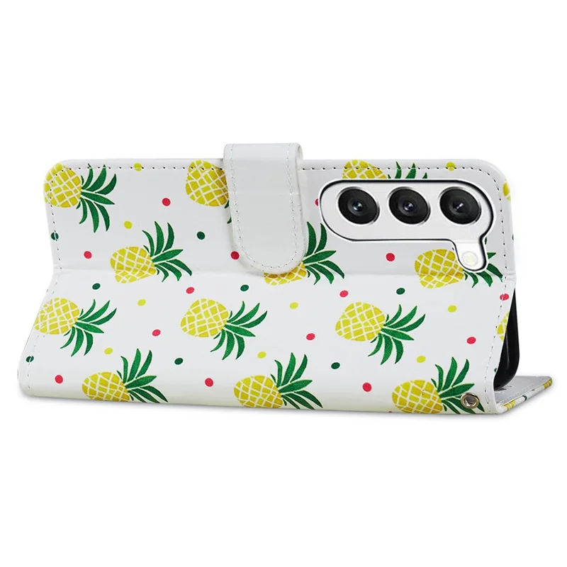 For Samsung Galaxy S24+ Case Pattern Printing PU Leather Wallet Phone Cover - Pineapple