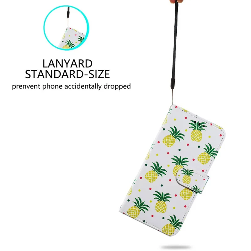 For Samsung Galaxy S24+ Case Pattern Printing PU Leather Wallet Phone Cover - Pineapple