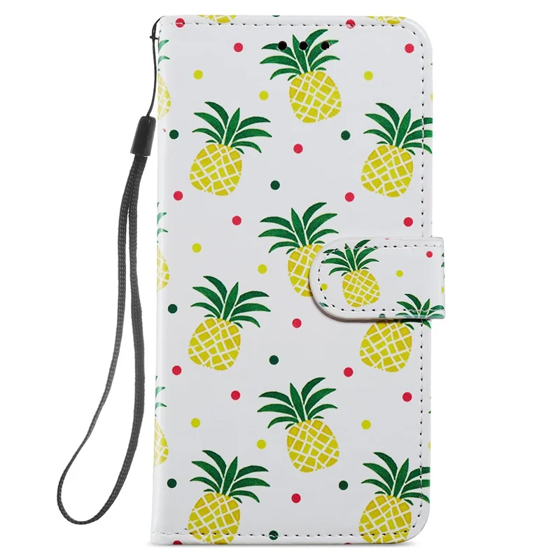For Samsung Galaxy S24+ Case Pattern Printing PU Leather Wallet Phone Cover - Pineapple