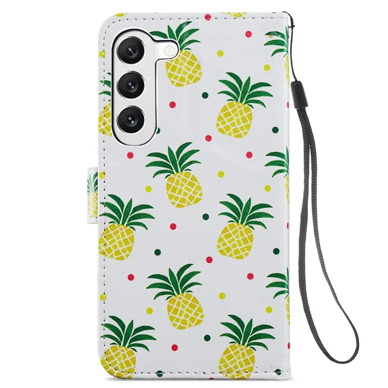 For Samsung Galaxy S24+ Case Pattern Printing PU Leather Wallet Phone Cover - Pineapple