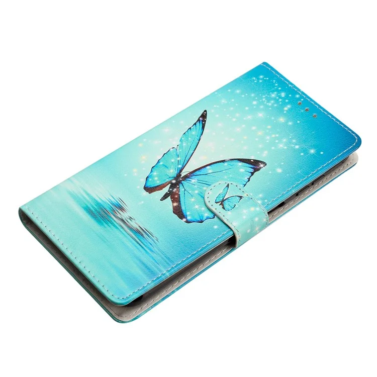 For Samsung Galaxy S24 Ultra Case PU Leather Flip Pattern Printing Phone Cover - Blue Butterfly