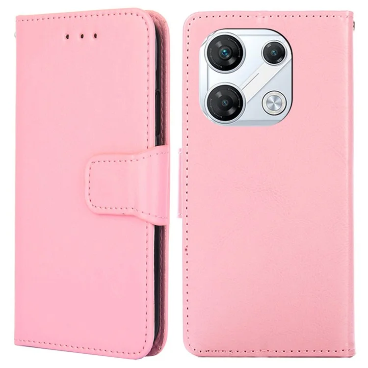 For Infinix GT 10 Pro 5G Case Textured Leather Flip Folio Phone Cover - Pink