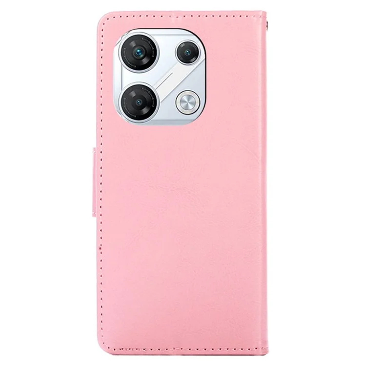For Infinix GT 10 Pro 5G Case Textured Leather Flip Folio Phone Cover - Pink