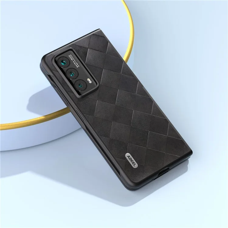 ABEEL For Honor Magic Vs2 5G Case Grid Texture PU Leather Coated Phone Back Cover - Preto