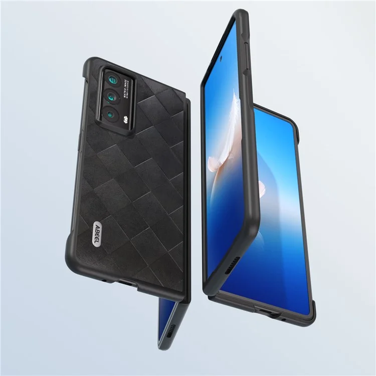 ABEEL For Honor Magic Vs2 5G Case Grid Texture PU Leather Coated Phone Back Cover - Preto