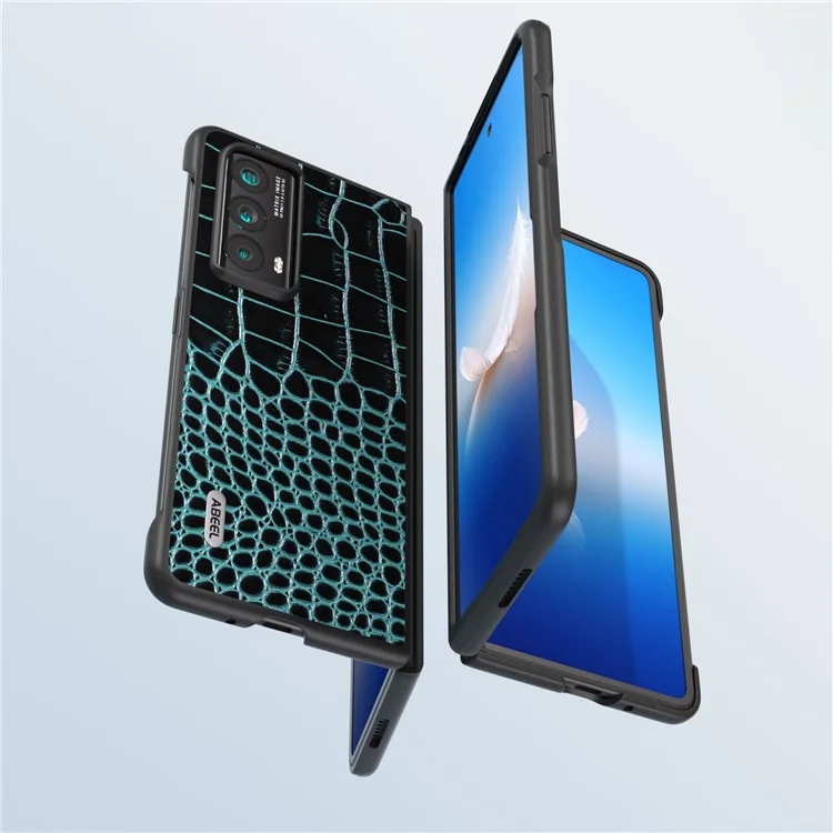 ABEEL Para Honor Magia Vs2 5G Funda Cuero Genuino de Vaca Textura de Cocodrilo Funda de Teléfono - Azul 