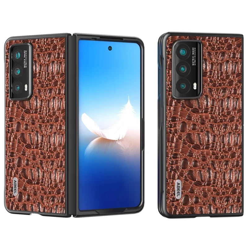 ABEEL For Honor Magic Vs2 5G Case Genuine Cow Leather Back Cover - Coffee