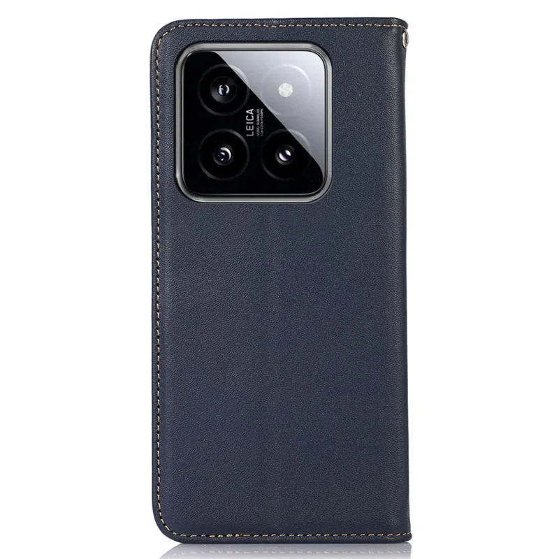 KHAZNEH Para Xiaomi 14 Pro Case Genuine Leather de Vaca Textura Nappa RFID Blocking Phone Cover - Azul