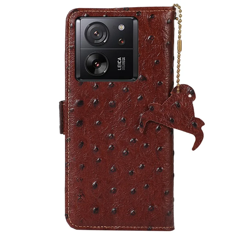 For Xiaomi 13T / 13T Pro / Redmi K60 Ultra Case Genuine Cow Leather RFID Blocking Phone Cover - Coffee