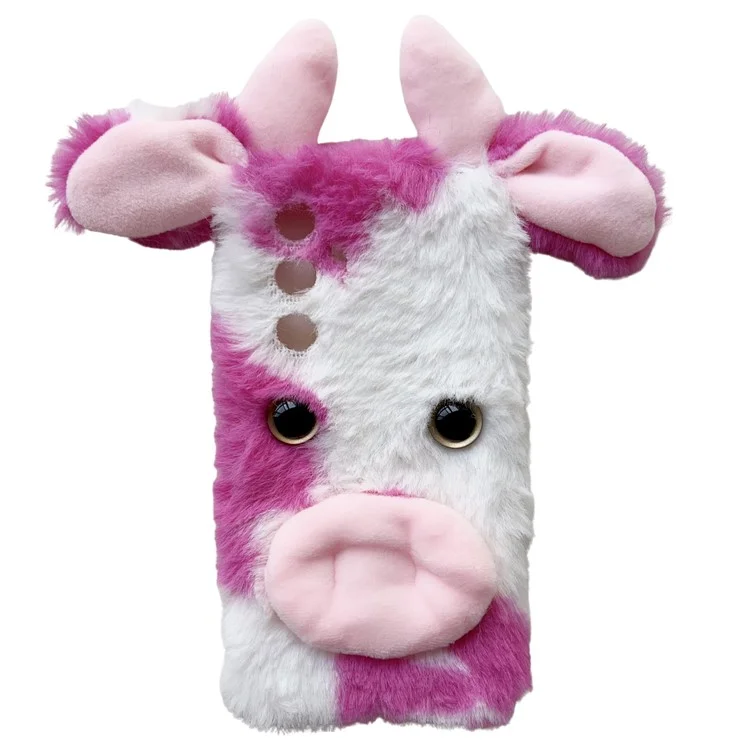 For Samsung Galaxy S24+ Shockproof Case Cute Cows Ear Furry Soft TPU Phone Cover - Rose