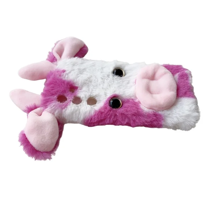 For Samsung Galaxy S24+ Shockproof Case Cute Cows Ear Furry Soft TPU Phone Cover - Rose