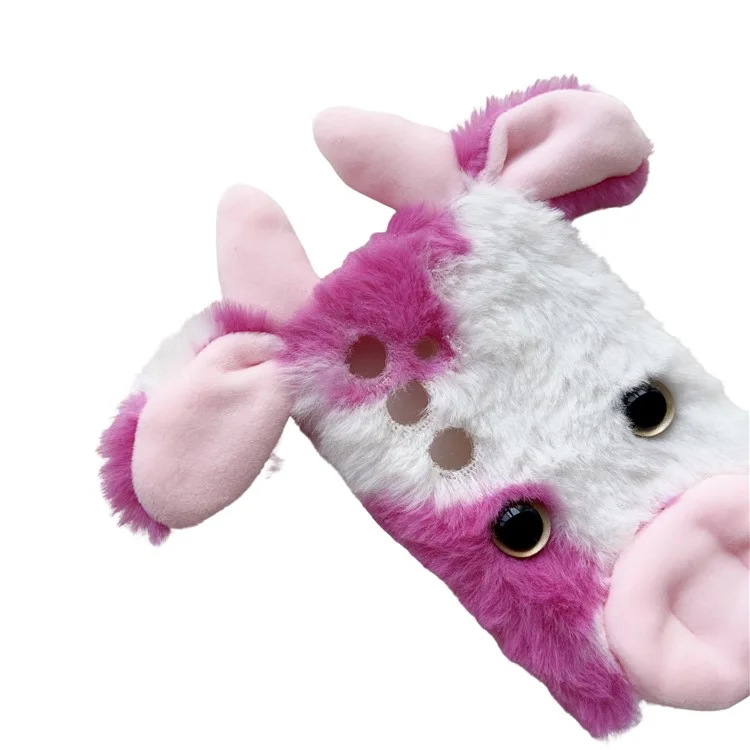 For Samsung Galaxy S24+ Shockproof Case Cute Cows Ear Furry Soft TPU Phone Cover - Rose