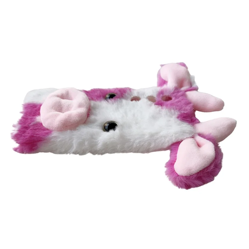 For Samsung Galaxy S24+ Shockproof Case Cute Cows Ear Furry Soft TPU Phone Cover - Black