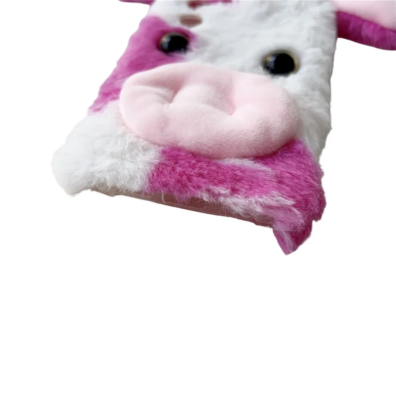 For Samsung Galaxy S24+ Shockproof Case Cute Cows Ear Furry Soft TPU Phone Cover - Black