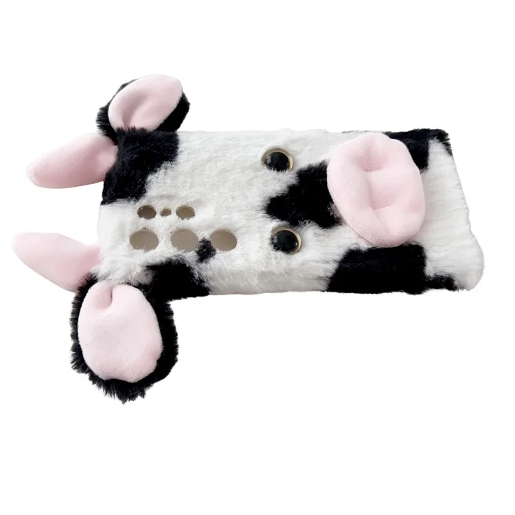For Samsung Galaxy S24 Ultra Slim Case Fluffy Cows Ear Soft TPU Phone Case - Black