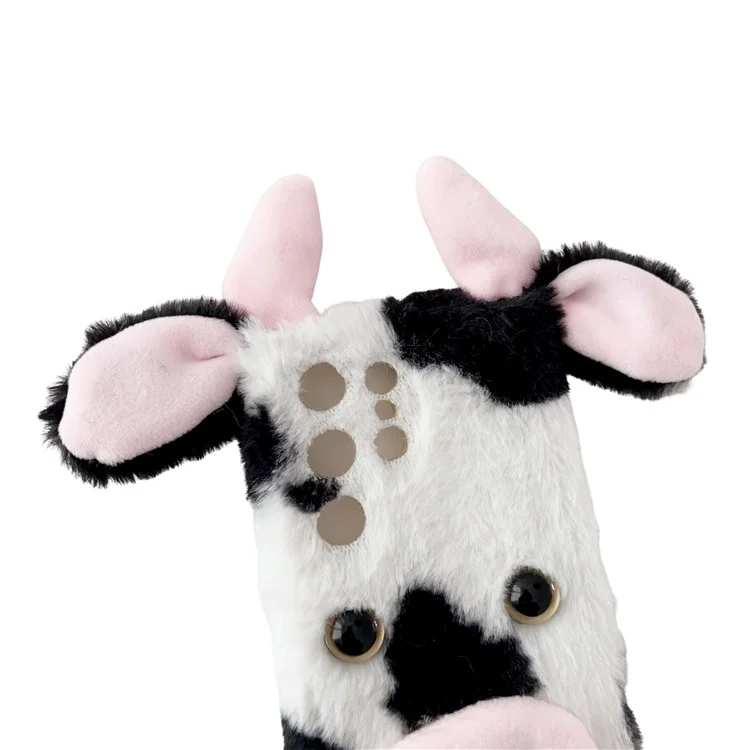 For Samsung Galaxy S24 Ultra Slim Case Fluffy Cows Ear Soft TPU Phone Case - Black