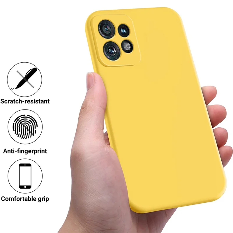 For Motorola Edge+ (2023) Case Liquid Silicone Mobile Phone Cover with Strap - Yellow