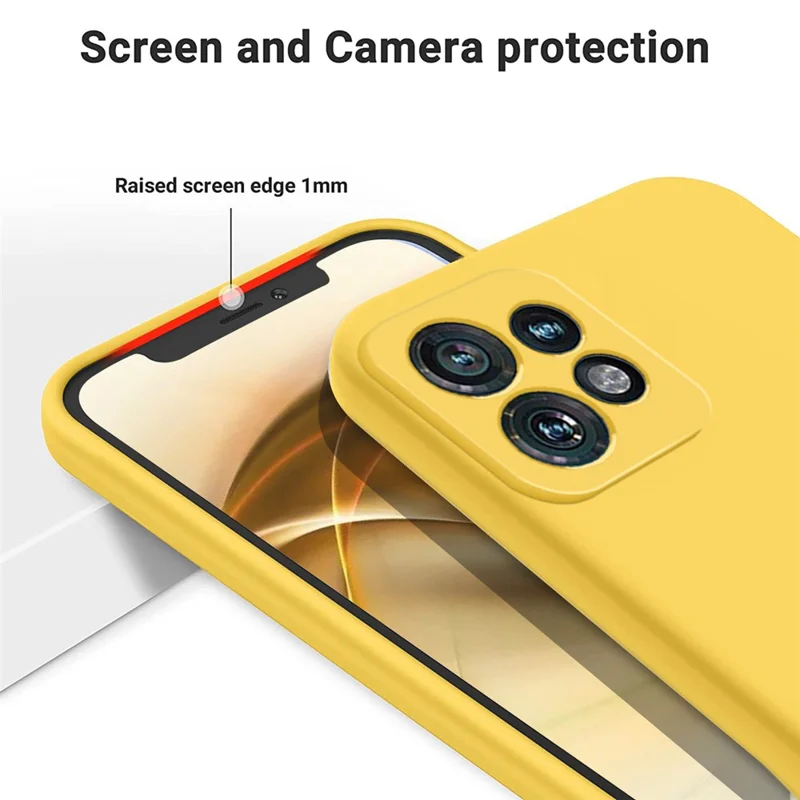 For Motorola Edge+ (2023) Case Liquid Silicone Mobile Phone Cover with Strap - Yellow