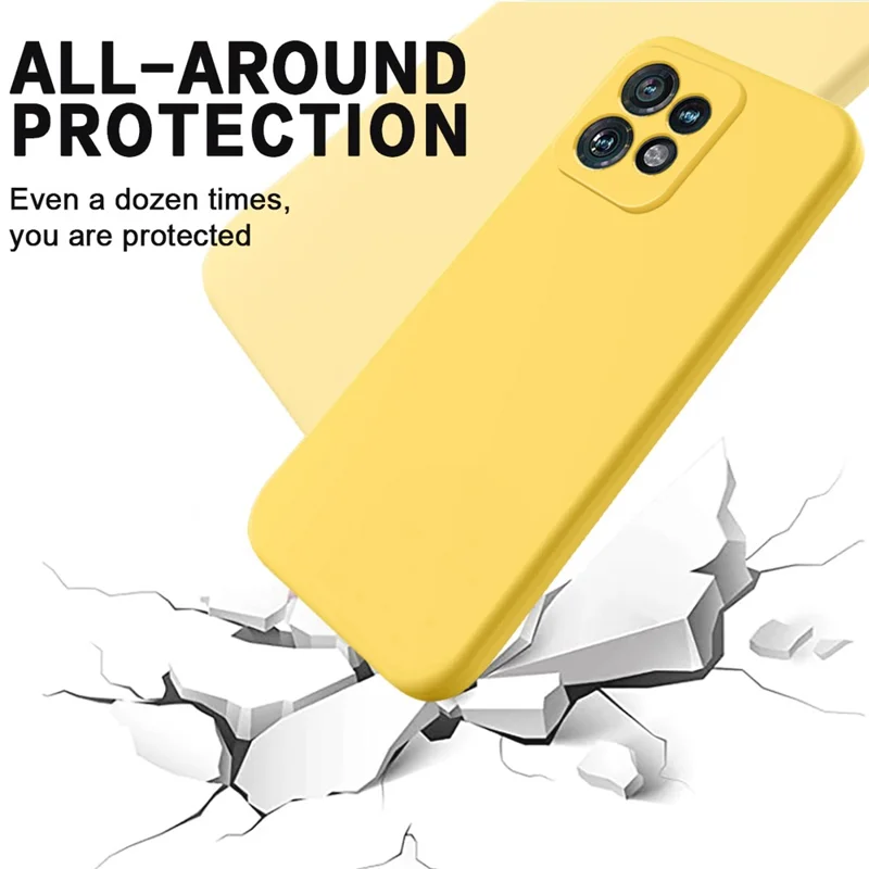 For Motorola Edge+ (2023) Case Liquid Silicone Mobile Phone Cover with Strap - Yellow