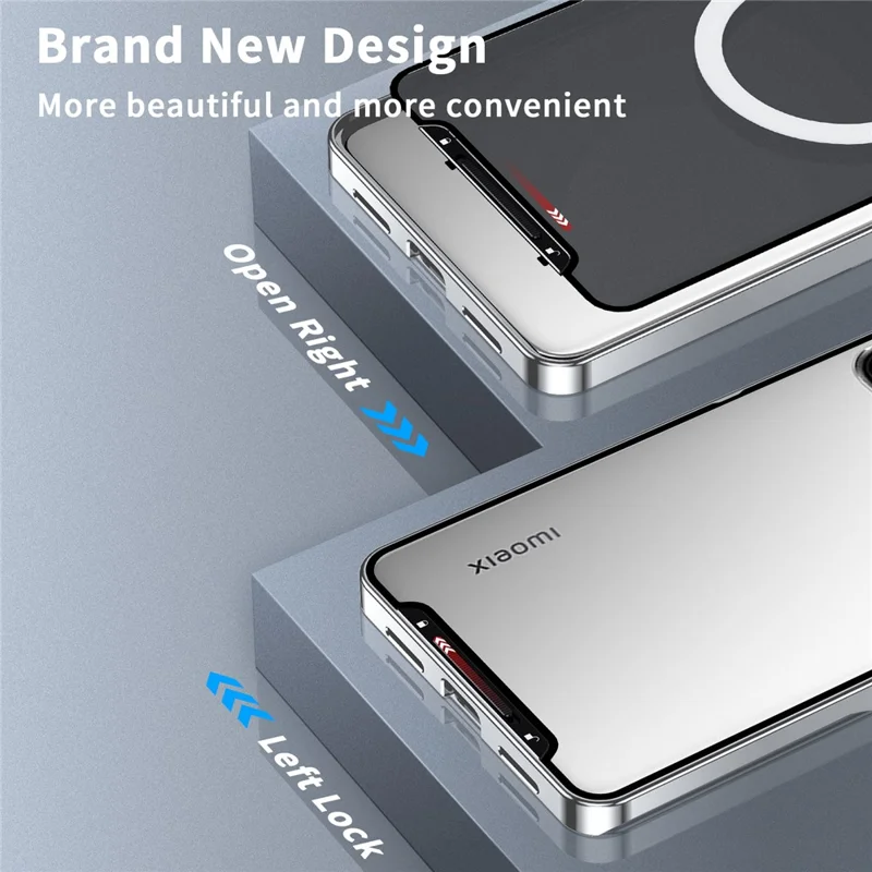For Xiaomi 14 Slim Case Anti-Drop Lens Guard Aroma Design Metal+PC Phone Cover Magnetic Case - Silver